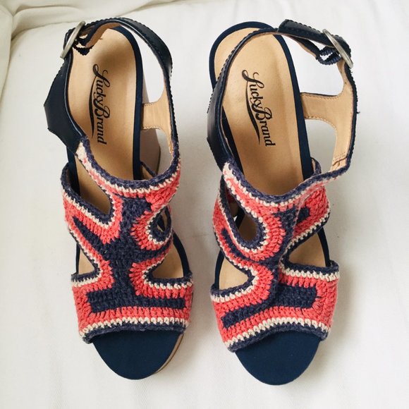 Lucky Brand Riverr Crochet Wedge Sandals 7.5 - Picture 8 of 8